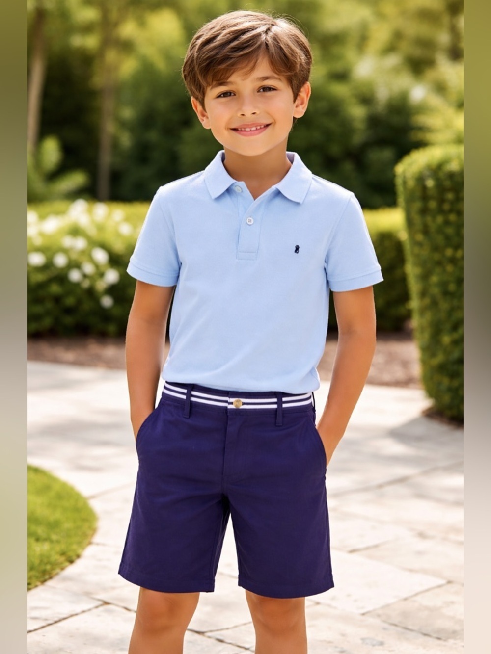 Andy & Evan Boys Navy Adjustable Waist Shorts Size 8 Preppy Classic